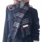 BURBERRYS of London Blue Nova Check Cashmere Scarf (Made in England)