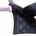 Louis Vuitton Monogram denim dark blue strappy wedge sandals, size 37, made in Italy, view 20
