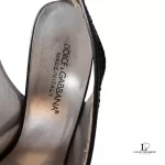 Dolce & Gabbana black leather pointed-toe slingback heels, size 37.5, view 11