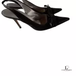 Dolce & Gabbana black leather pointed-toe slingback heels, size 37.5, view 22