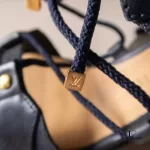Louis Vuitton Monogram denim dark blue strappy wedge sandals, size 37, made in Italy, view 7