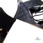 Louis Vuitton Monogram denim dark blue strappy wedge sandals, size 37, made in Italy, view 11