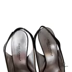 Dolce & Gabbana black leather pointed-toe slingback heels, size 37.5, view 10