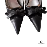 Dolce & Gabbana black leather pointed-toe slingback heels, size 37.5, view 9