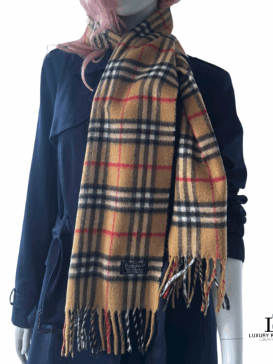 BURBERRYS of London Beige Nova Check Lambswool Scarf (Made in England)