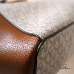 Michael Kors Jet Set white and brown signature logo tote bag, view 15