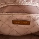 Michael Kors Jet Set white and brown signature logo tote bag, view 12