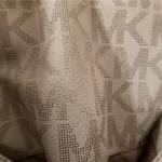 Michael Kors signature logo white and beige large East-West tote bag, view 27