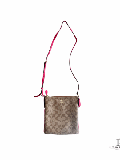COACH Monogram Pink-trimmed Crossbody Bag