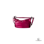 Pre-loved Coach fuchsia pink leather two-way hobo bag with removable strap, front view – secondhand designer, NZ