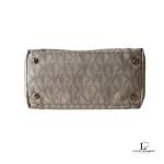 Michael Kors signature logo white and beige large East-West tote bag, view 4