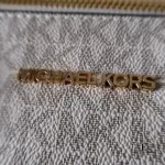 Michael Kors Jet Set white and brown signature logo tote bag, view 16