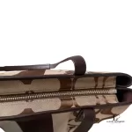 Coach beige and brown signature logo large tote bag with heritage stripes, view 15