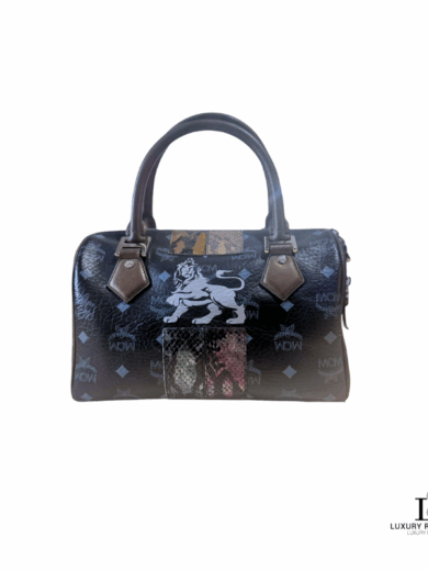 MCM Visetos Lion Princess Boston Bag