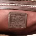 Coach beige and brown signature logo large tote bag with heritage stripes, view 21
