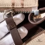 Coach beige and brown signature logo large tote bag with heritage stripes, view 13