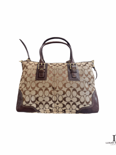COACH Brown Signature Logo Two-way Handbag