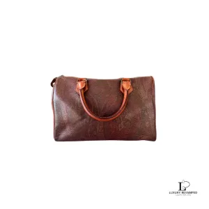 Pre-loved Etro paisley print canvas Boston 30 bag with lock and key, made in Italy, front view – secondhand designer, NZ