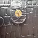 Salvatore Ferragamo Vara black moc-croc leather long wallet, model BK 3059, view 11