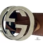 Gucci Guccissima interlocking GG black leather belt with silver-tone buckle, size 100, view 9