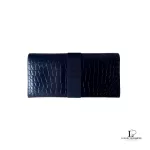 Salvatore Ferragamo Vara black moc-croc leather long wallet, model BK 3059, view 2