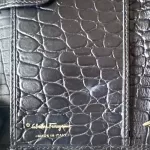 Salvatore Ferragamo Vara black moc-croc leather long wallet, model BK 3059, view 10
