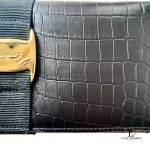 Salvatore Ferragamo Vara black moc-croc leather long wallet, model BK 3059, view 12