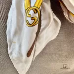 Gucci Positano canvas tote bag with silk scarf handle, view 12