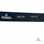 Fendi FF black leather belt with silver-tone buckle, made in Italy, view 6