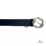 Gucci Guccissima interlocking GG black leather belt with silver-tone buckle, size 100, view 4