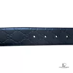 Gucci Guccissima interlocking GG black leather belt with silver-tone buckle, size 100, view 6