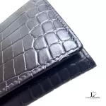 Salvatore Ferragamo Vara black moc-croc leather long wallet, model BK 3059, view 6