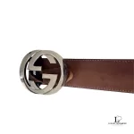 Gucci Guccissima interlocking GG black leather belt with silver-tone buckle, size 100, view 8