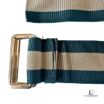 vintage Gucci green striped beige canvas unisex belt, made in Italy, size 85, view 4