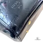 MCM black embossed patent leather structured career bag, view 8