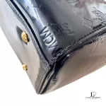MCM black embossed patent leather structured career bag, view 9