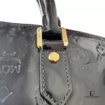 MCM black embossed patent leather structured career bag, view 13