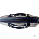 MCM black embossed patent leather structured career bag, view 10