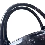 MCM black embossed patent leather structured career bag, view 17