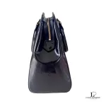 MCM black embossed patent leather structured career bag, view 3