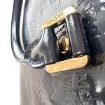 MCM black embossed patent leather structured career bag, view 26