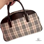 Burberry beige and brown Nova Check structured Boston bag, view 23