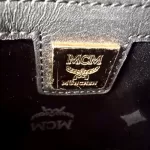 MCM black embossed patent leather structured career bag, view 30