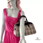 Burberry beige and brown Nova Check structured Boston bag, view 24