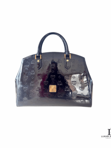 MCM Patent Leather Embossed Structured Career Bag