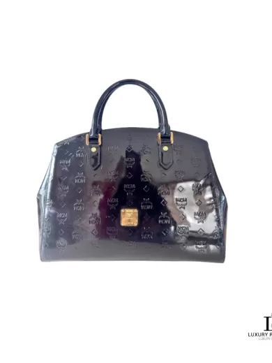 MCM Patent Leather Embossed Structured Career Bag