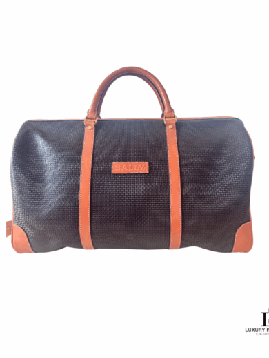BALLY Patterned Leather Boston Travel Bag with Shoulder Strap (Made in Italy)