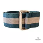 vintage Gucci green striped beige canvas unisex belt, made in Italy, size 85, view 2