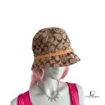 Pre-loved Coach brown signature monogram bucket hat, size M-L, front view – secondhand designer, NZ