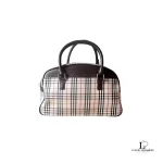 Burberry beige and brown Nova Check structured Boston bag, view 2
